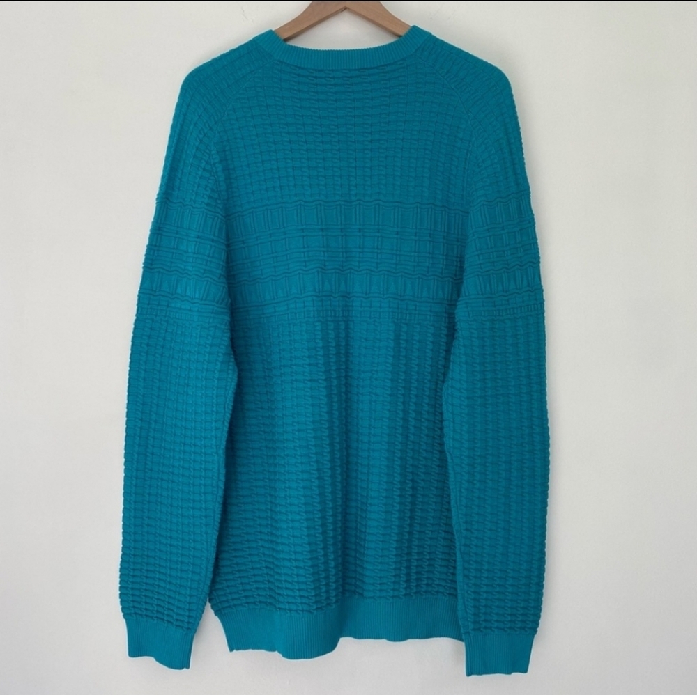 Hugo Boss Size XL Turq Aqua Regular Fit Crewneck Knitted Structure Top